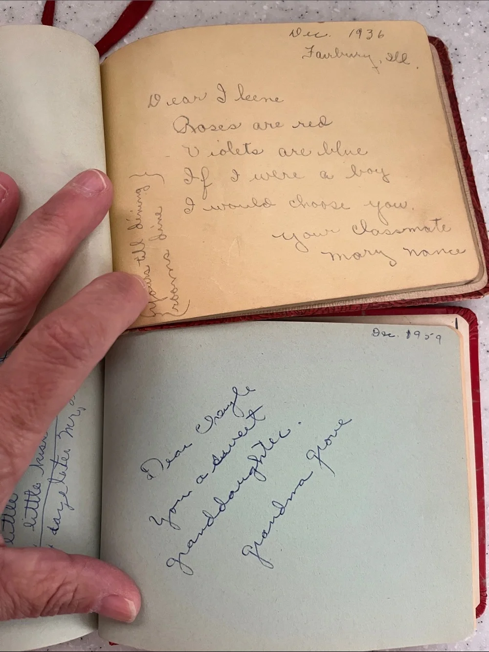 2 Vtg Autograph Books Ephemera 1930s & 1950s Old Handwriting Poems Etc
